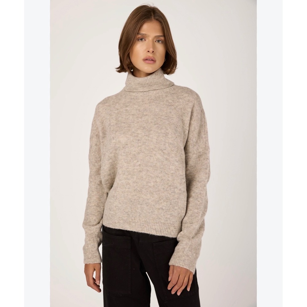 Charter Club Luxury Cashmere Turtleneck Sweater Oatmeal Beige Heather Medium
